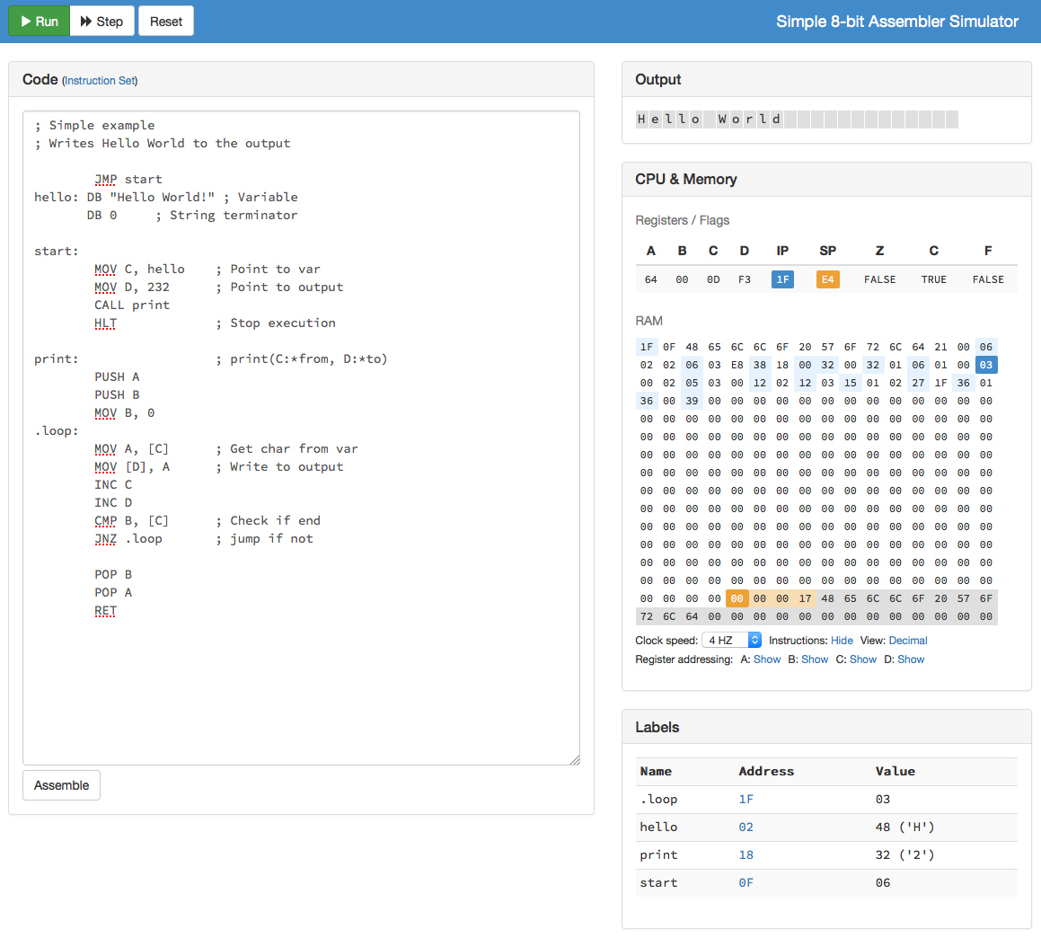 Make your own Assembler simulator in JavaScript (Part 2)